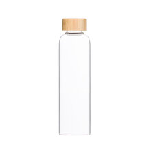 Lotus-Vita Glas-Trinkflasche 580ml mit Bambus-Edelstahl Borsilikatglas