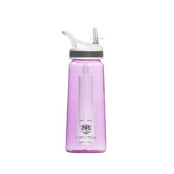 Rosa Outdoor Filter-Trinkflasche mit UF-Membran und Aktivkohle seitlich