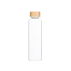 Lotus-Vita Glas-Trinkflasche 580ml mit Bambus-Deckel 24k Gold ohne Neoprenhülle