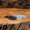 Kristallsteine_auf_Holz Obsidian-Aquamarin
