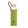 Bambus Glas-Tee-Trinkflasche 550ml mit Edelstahl-Sieb und grüner Neoprenhülle