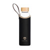 Lotus-Vita Glas-Trinkflasche 580ml mit Bambusdeckel und schwarzer Neoprenhülle