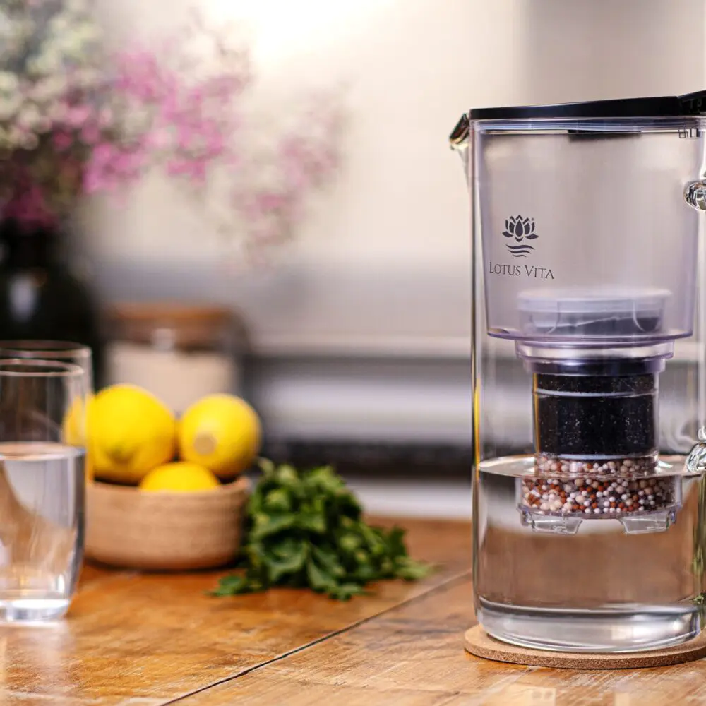 TOYA Wasserfilter Kanne 1,4L | Glas | Zählwerk