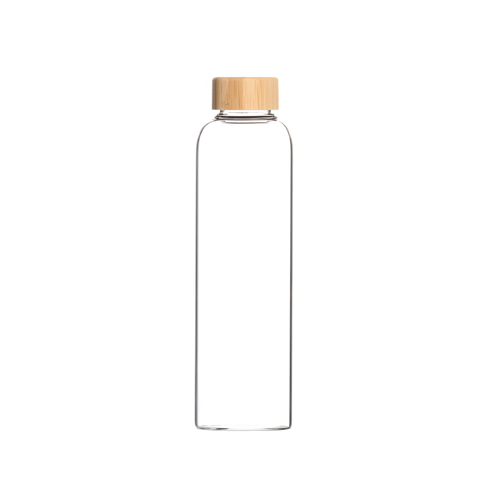 Glas-Trinkflasche mit Bambusdeckel