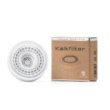 Produktbild: Kalkfilter-Gehäuse und Karton-Verpackung des Kalkfilters.