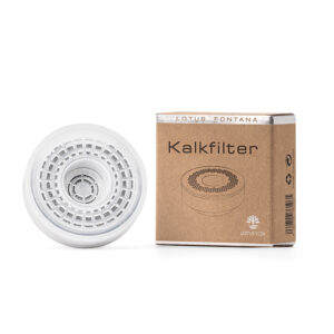 Produktbild: Kalkfilter-Gehäuse und Karton-Verpackung des Kalkfilters.