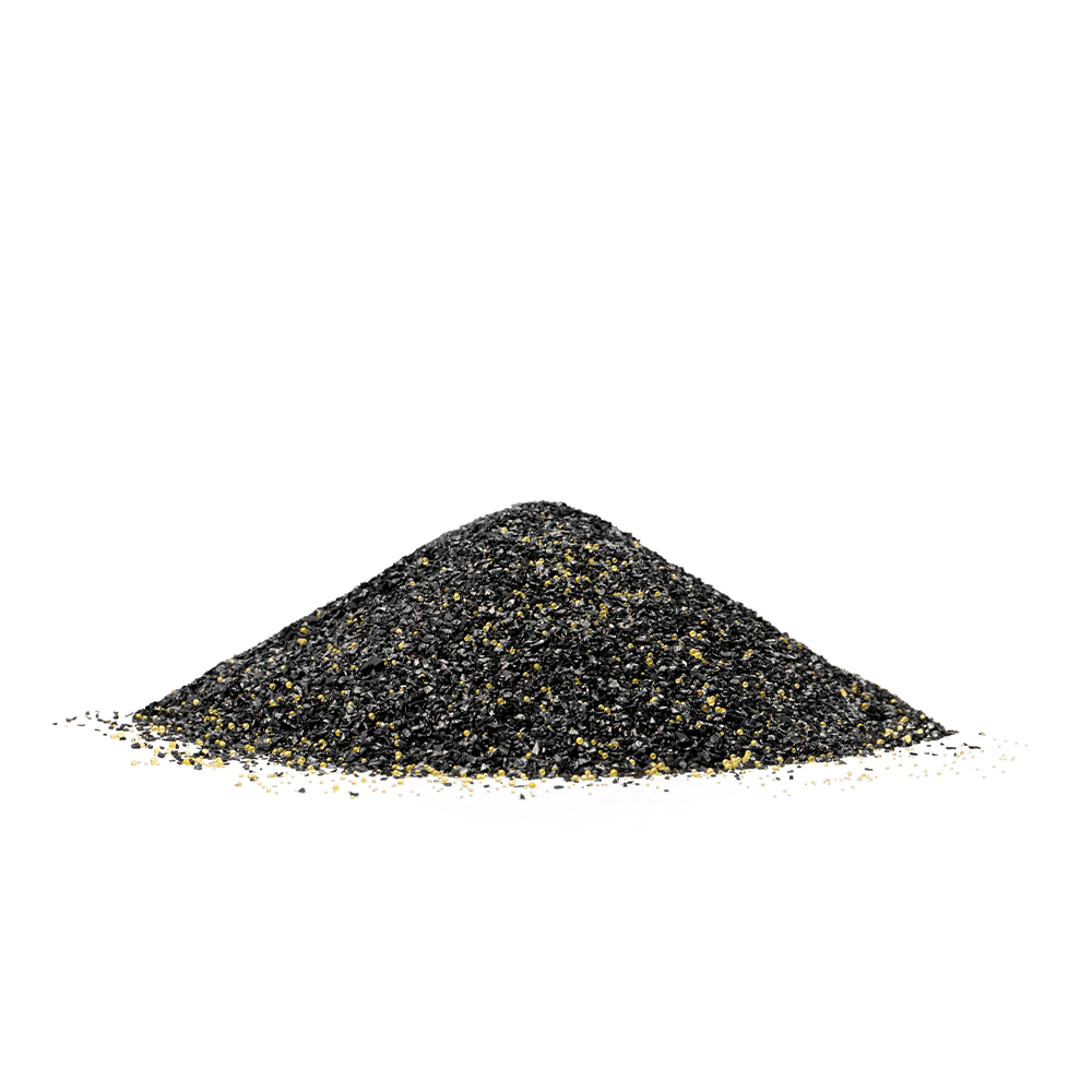 Produktbild: Inhalt des Kalkfilter-Nachfüllsets bestehend aus Ionentauscher und Aktivkohle.