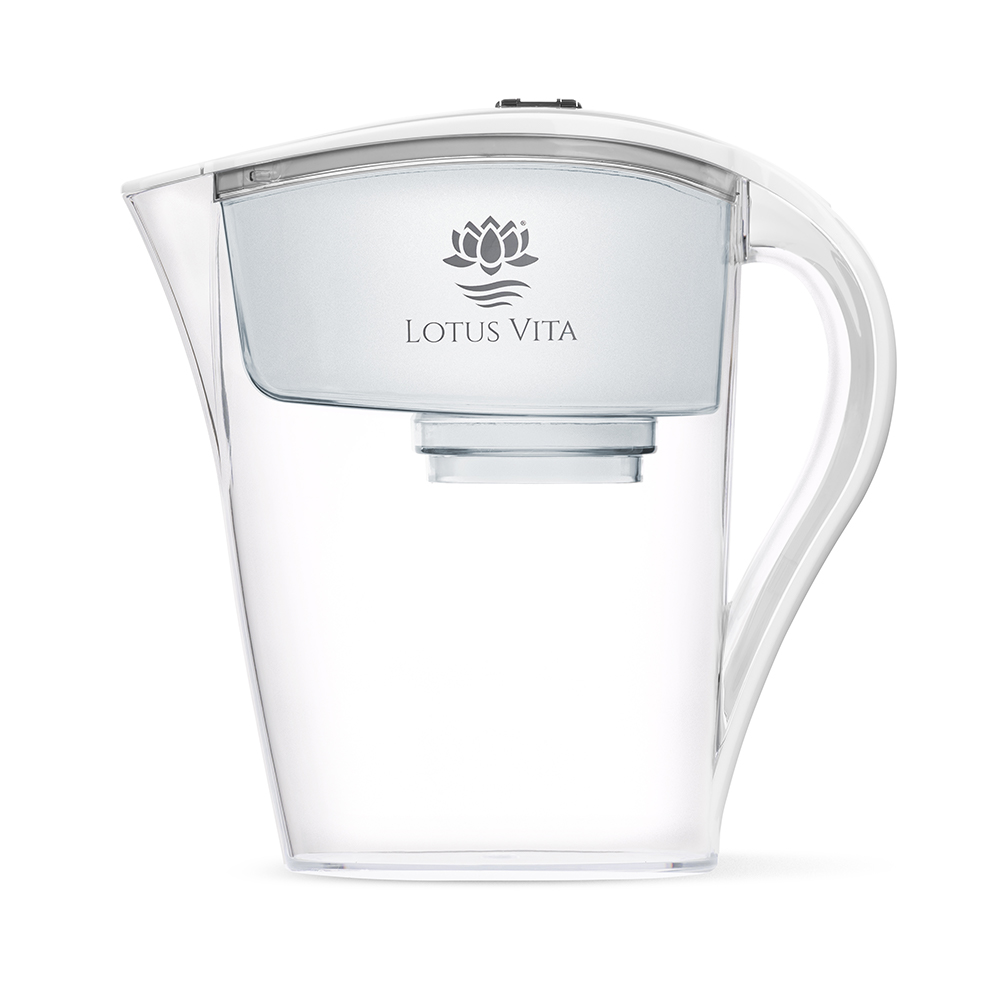 Produktbild: Wasserfilter Kanne Family mit Deckel und Griff in weiss.
