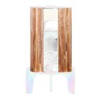 Eleganter Wasserfilter-Standspender von Lotus Vita mit einem Gehäuse aus Akazienholz als Lichtschutz, das einen Glasbehälter freilegt.