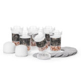 Jahresvorrat an Ersatzfiltern für Lotus Vita Wasserfilter-Systeme, bestehend aus Filterkartuschen, Kalkfilterpads und Keramikfiltern.